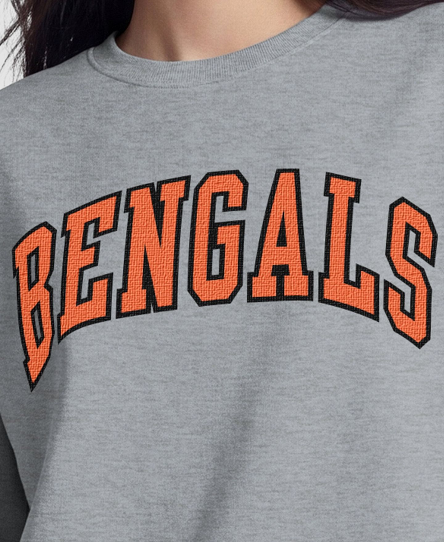 Женский свитшот Champion Cincinnati Bengals с контрастной подкладкой, Heather Gray — фото 3