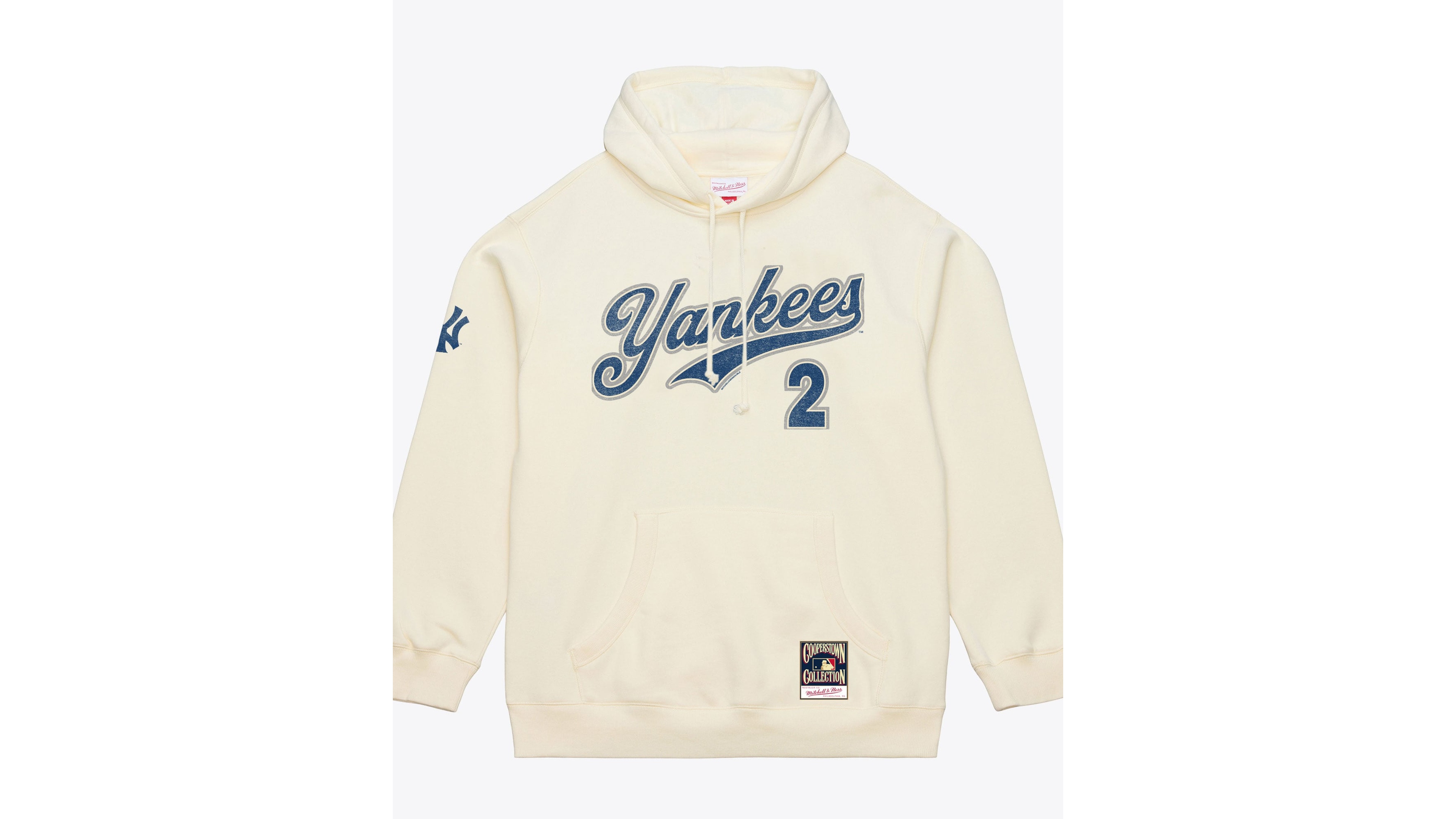 Men's Mitchell & Ness Derek Jeter Cream New York Yankees Throwback Name Number Hoodie