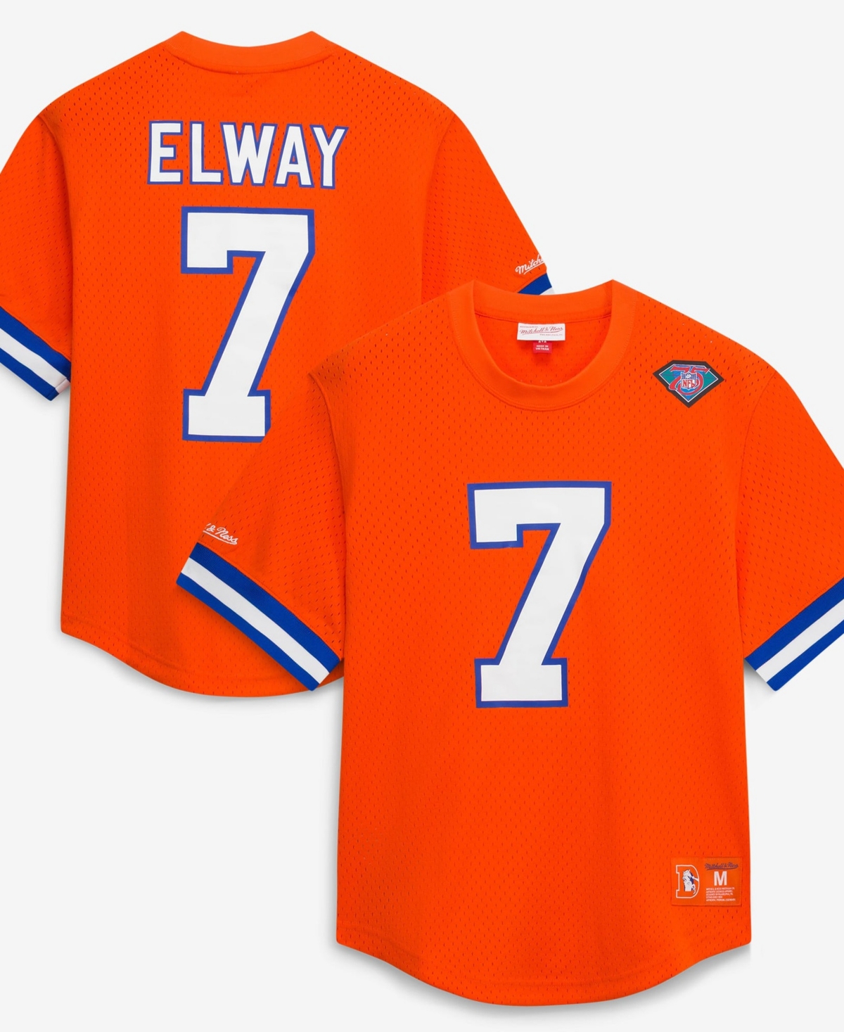 Mitchell & Ness Men's John Elway Orange Denver Broncos Retired Player Name Number Mesh T-shirts