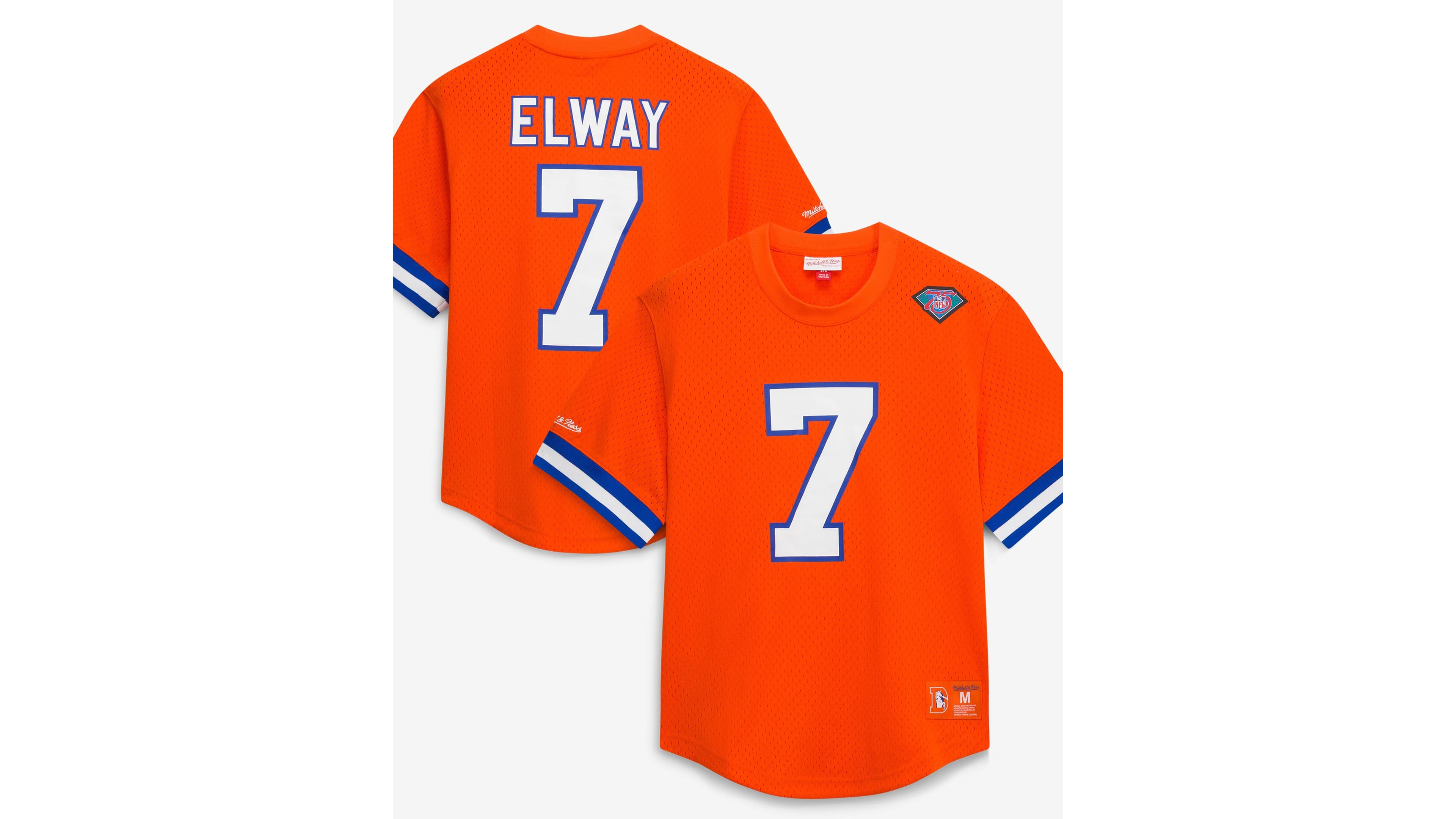 Mitchell & Ness Men's John Elway Orange Denver Broncos Retired Player Name Number Mesh T-shirts