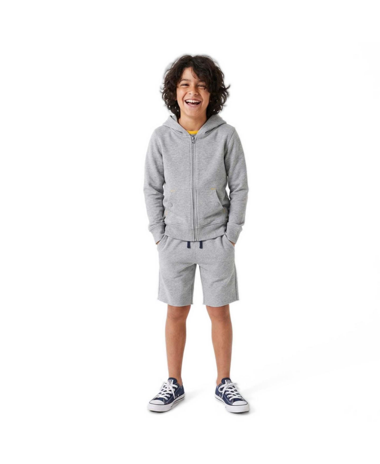 Худи Mightly Fair Trade Cotton Zip-Up Pocket для мальчиков, цвет: Меланжевый серый — фото 2