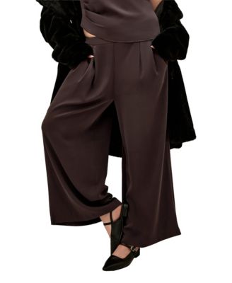 Plus Size Jett Pleated Sateen Wide-Leg Pants