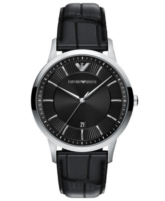 Men's Quartz Three-Hand Archetipo Black Leather Watch 43mm