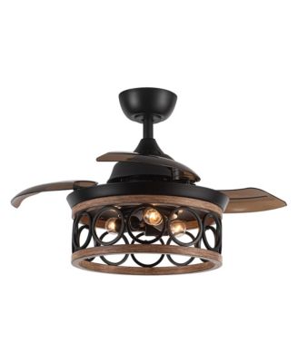36" Modern Indoor Matte Black Retractable Ceiling Fan with Light and Remote