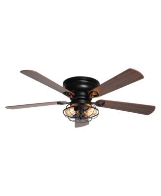 48" Indoor Low Profile Matte Black Ceiling Fan with Light Kit
