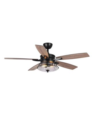 52" Industrial Black Seeded Glass Kitchen Ceiling Fan with Remote and Light Kit