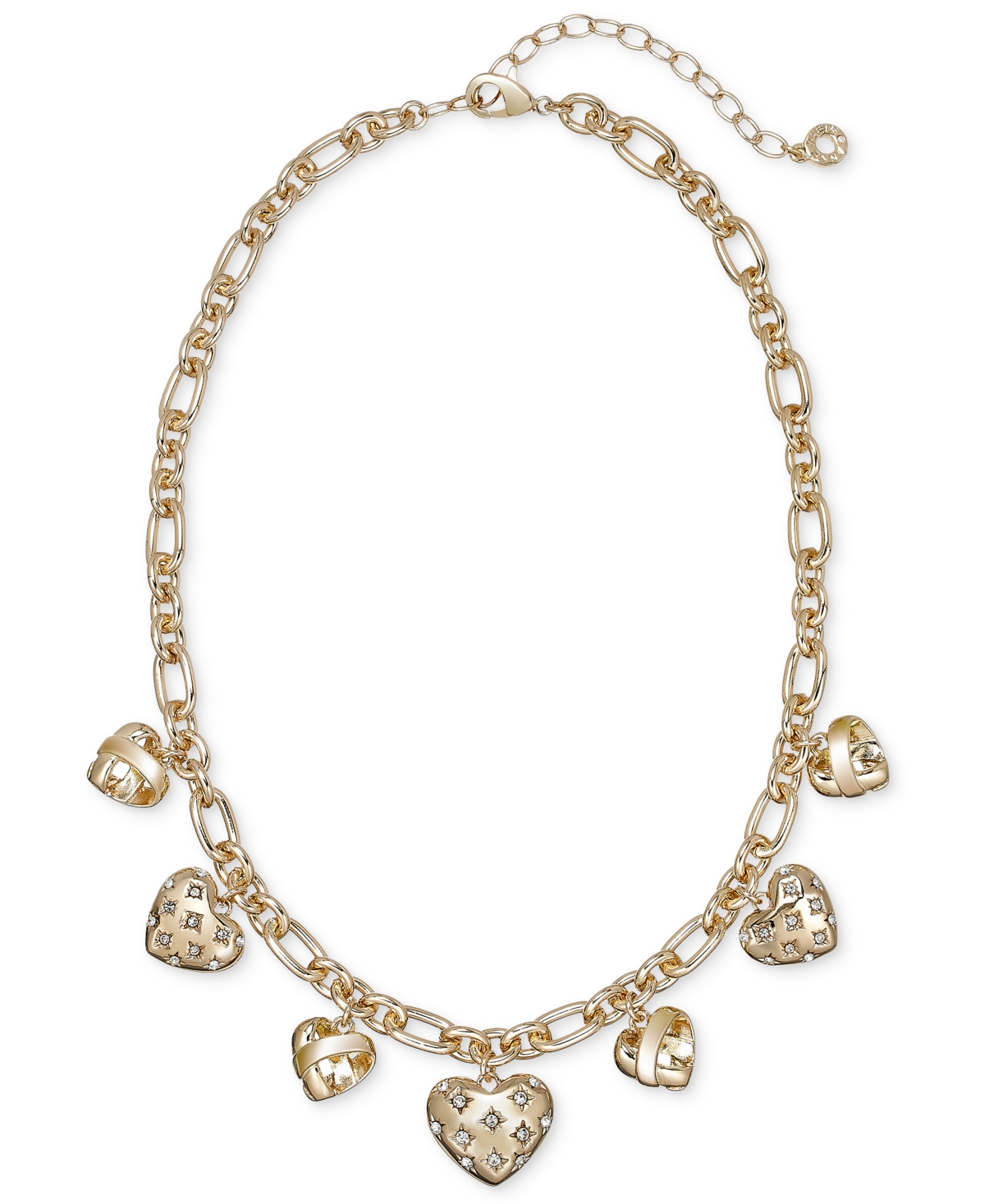 Anne Klein Crystal Gold-Tone Knot & Puffy Heart Necklace - Crystal