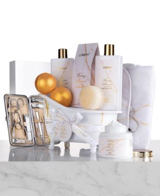 Home Spa Body Care Gift Set, Honey Almond Self Care Kit, Stress Relief Gifts, 31 Piece Bath and Body Kit