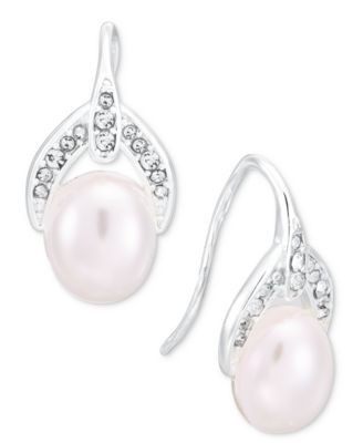 Imitation Pearl & Glass Crystal Drop Earrings