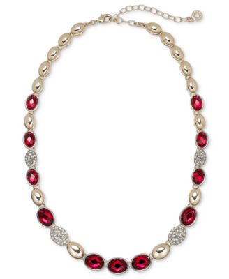 Gold-Tone Crystal Domed Collar Necklace, 16"