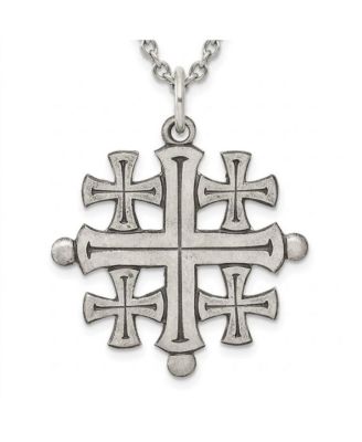 Antiqued Sterling Silver Jerusalem Cross Pendant