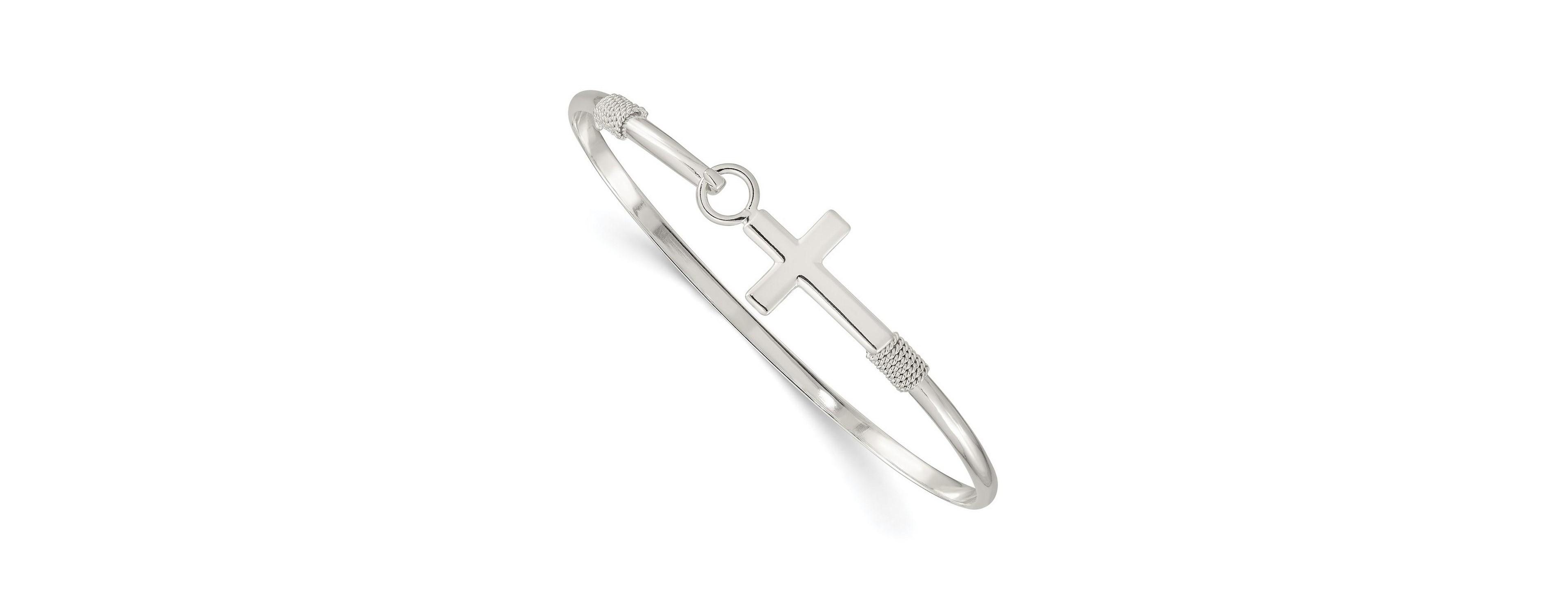 Curata Jewelry Sterling Silver Gold-Tone Cross Bangle
