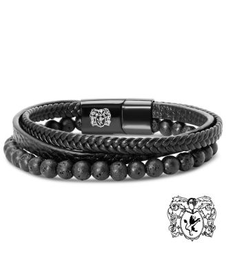 Men's Lava Bead Leather Bracelet