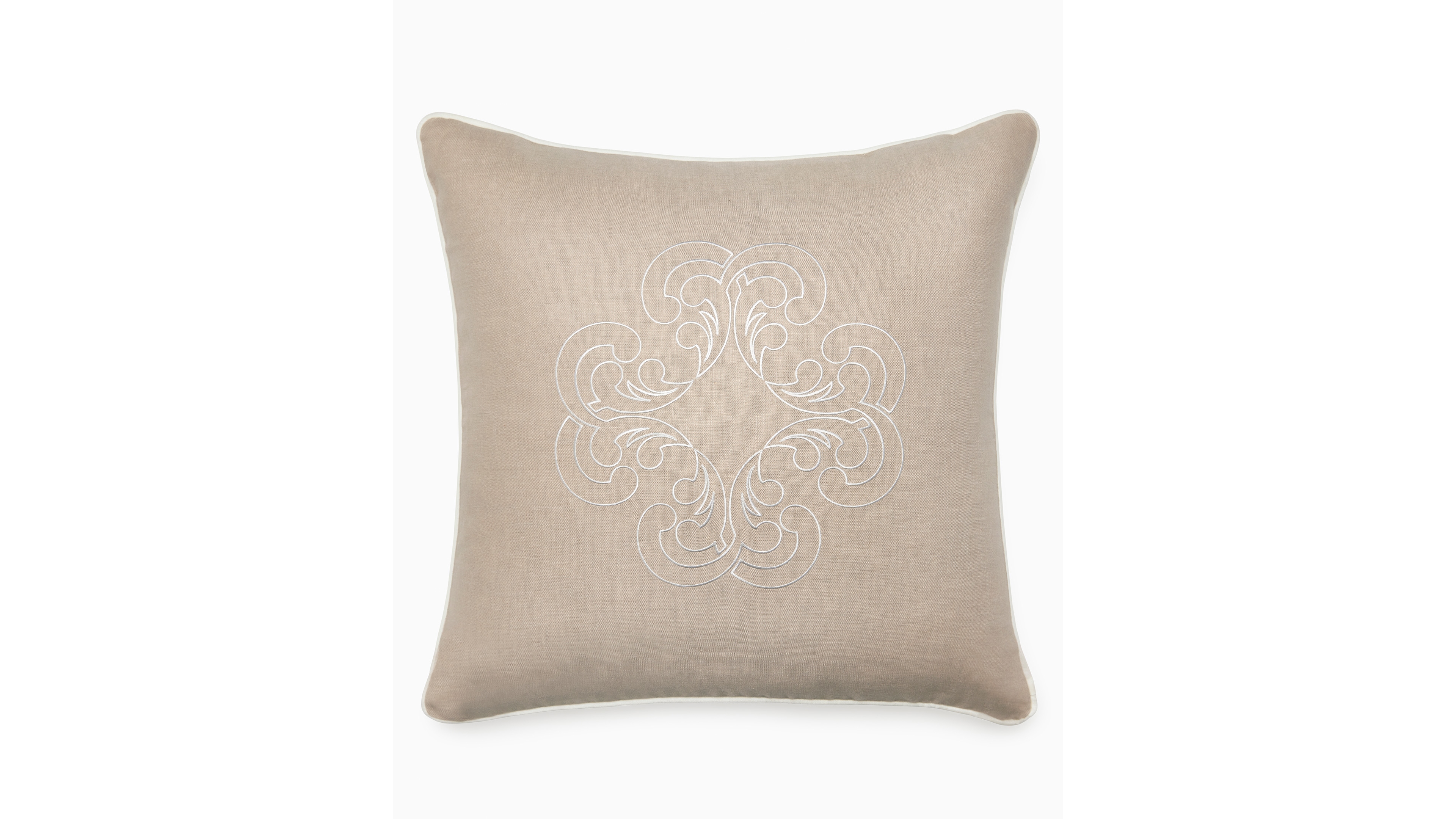 Sferra Embroidered Linen Piped Edges Decorative Pillow, 20" x 20"