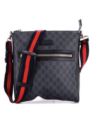 Medium Web Strap Front Zip Messenger Bag GG Coated Canvas