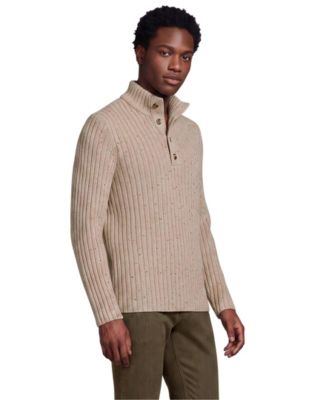 Men's Long Sleeve Cotton Wool Button Up Mock Sweater