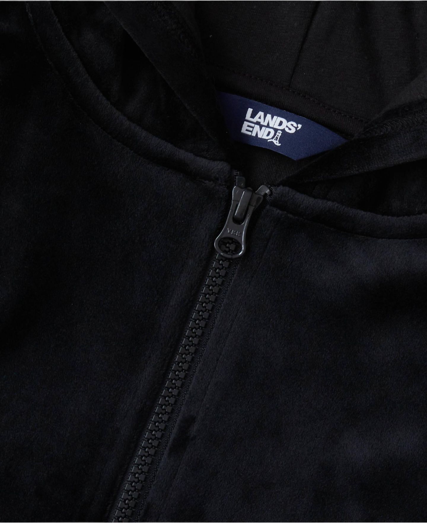 Худи Lands' End Velour Full-Zip для девочек, цвет: Чёрный — фото 3