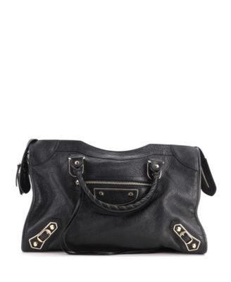 City Leather Metallic Edge Shoulder Bag