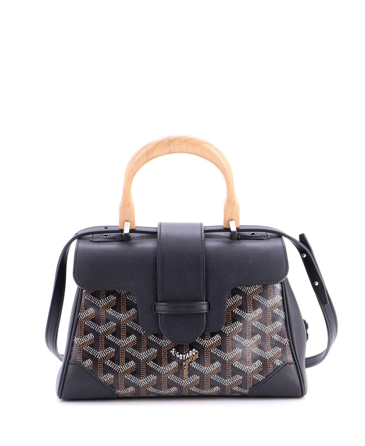 Pre-Owned Goyard Mini Saigon Top Handle Bag Coated Canvas with Leather - Black