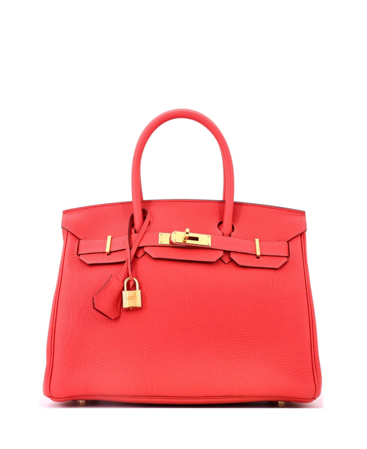Pre-Owned Hermes Birkin 30 Handbag Red Togo with Gold Hardware - Red