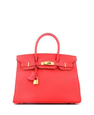 Pre-Owned Hermes Birkin 30 Handbag Red Epsom with Gold Hardware