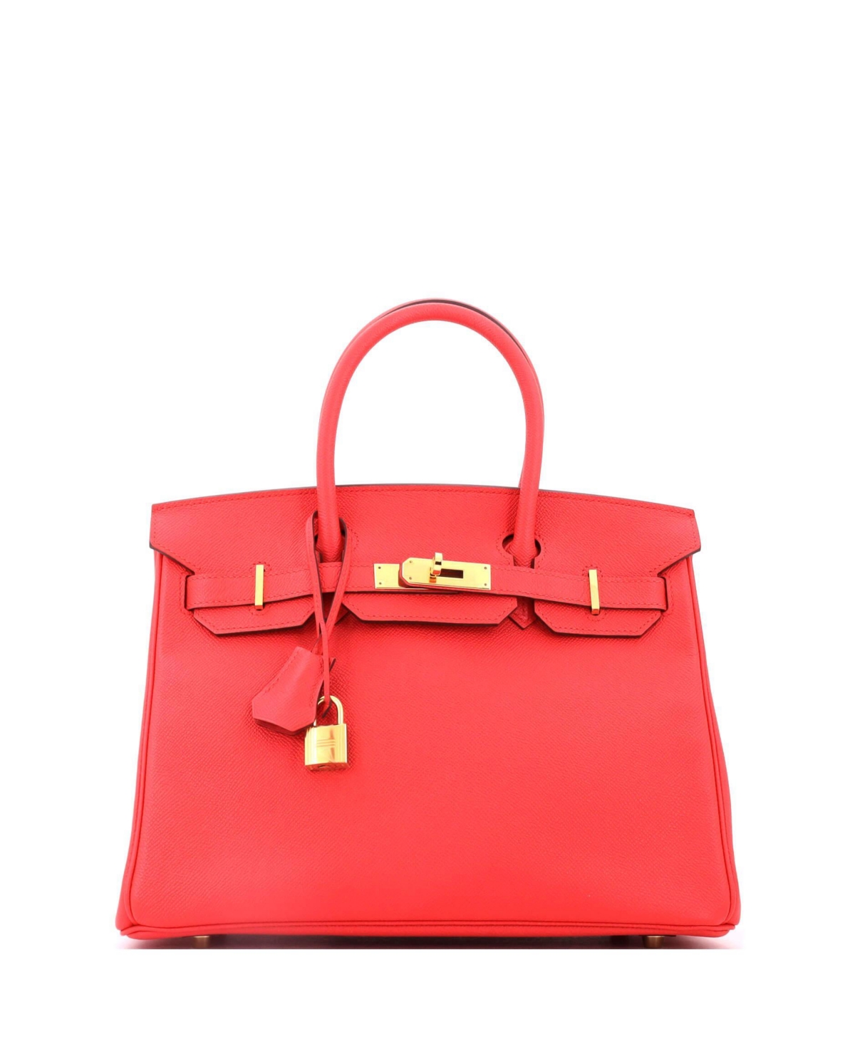 Pre-Owned Hermes Birkin 30 Handbag Red Epsom with Gold Hardware - Red