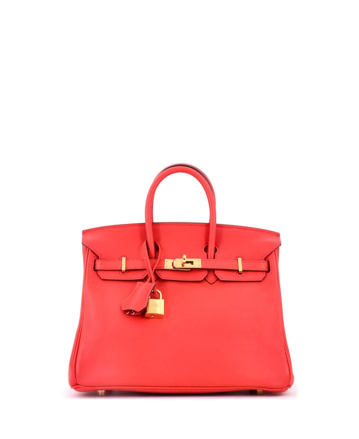 Pre-Owned Hermes Birkin 25 Handbag Red Swift with Gold Hardware - Red