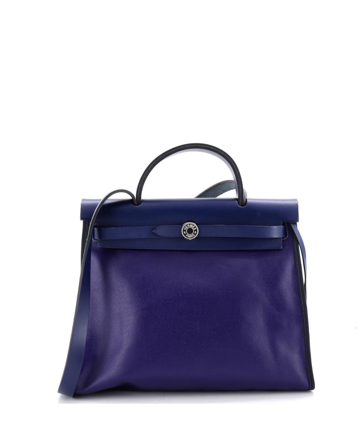 Pre-Owned Hermes 31 Herbag Zip Berline Vache Canvas and Leather - Blue