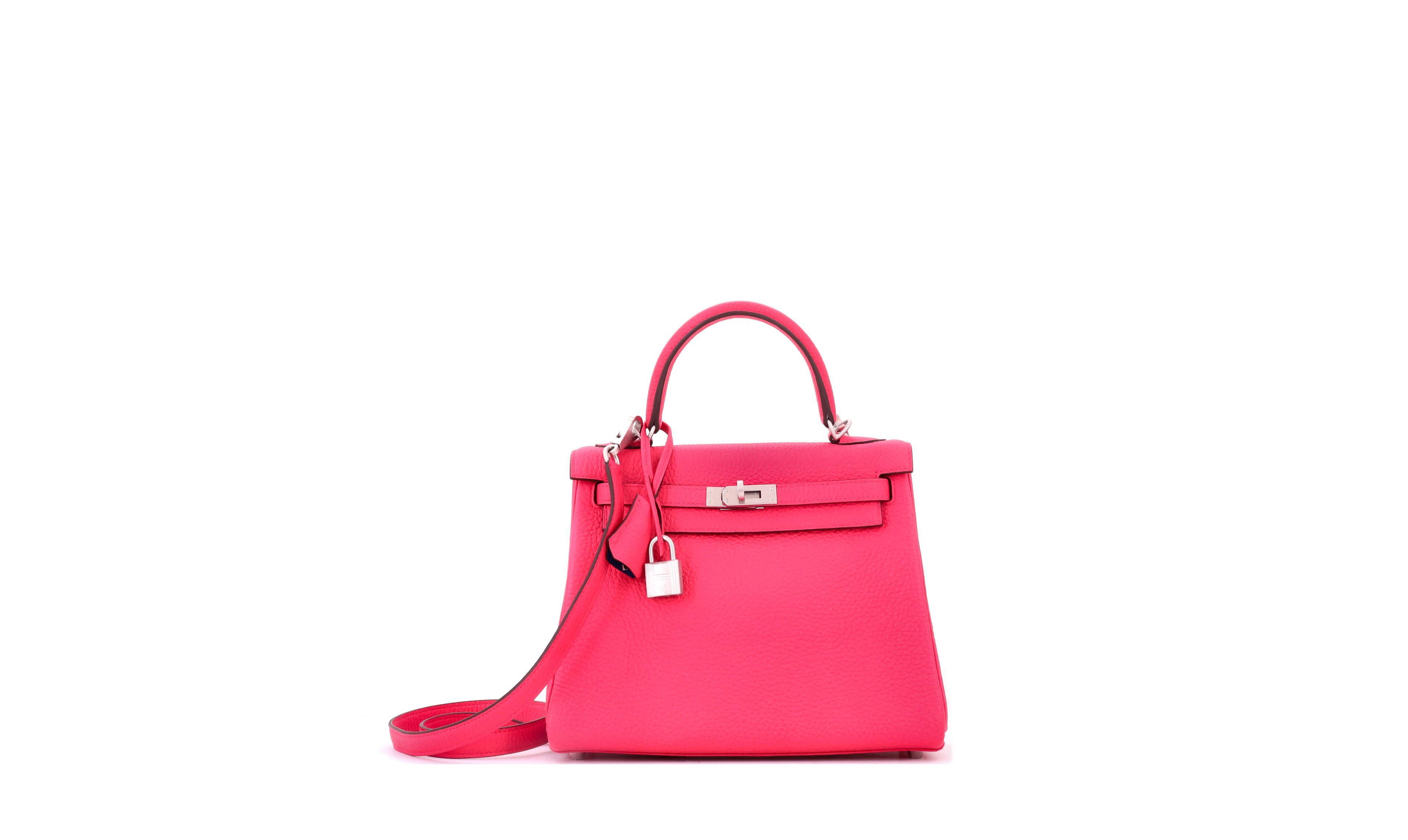 Pre-Owned Hermes Kelly 25 Handbag Bicolor Clemence with Brushed Palladium Hardware