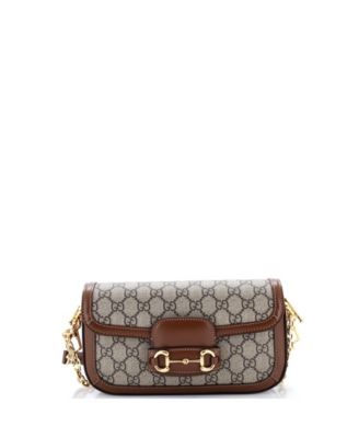 East West Horsebit 1955 Shoulder Bag GG Coated Canvas with Leather