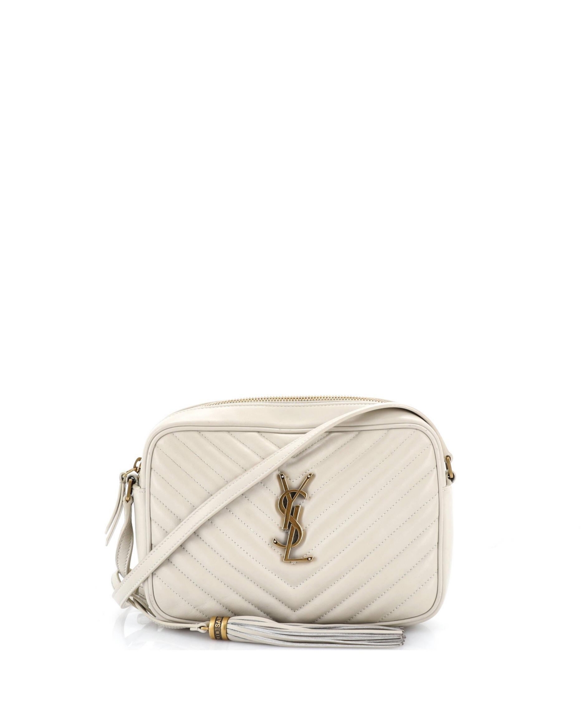 Pre-Owned Saint Laurent Small Lou Camera Bag Matelasse Chevron Leather - Natural