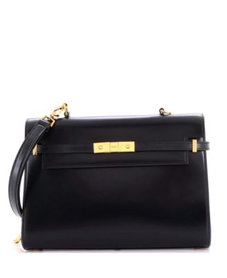 Manhattan Medium Canvas and Leather Flap Top Handle Shoulder Bag