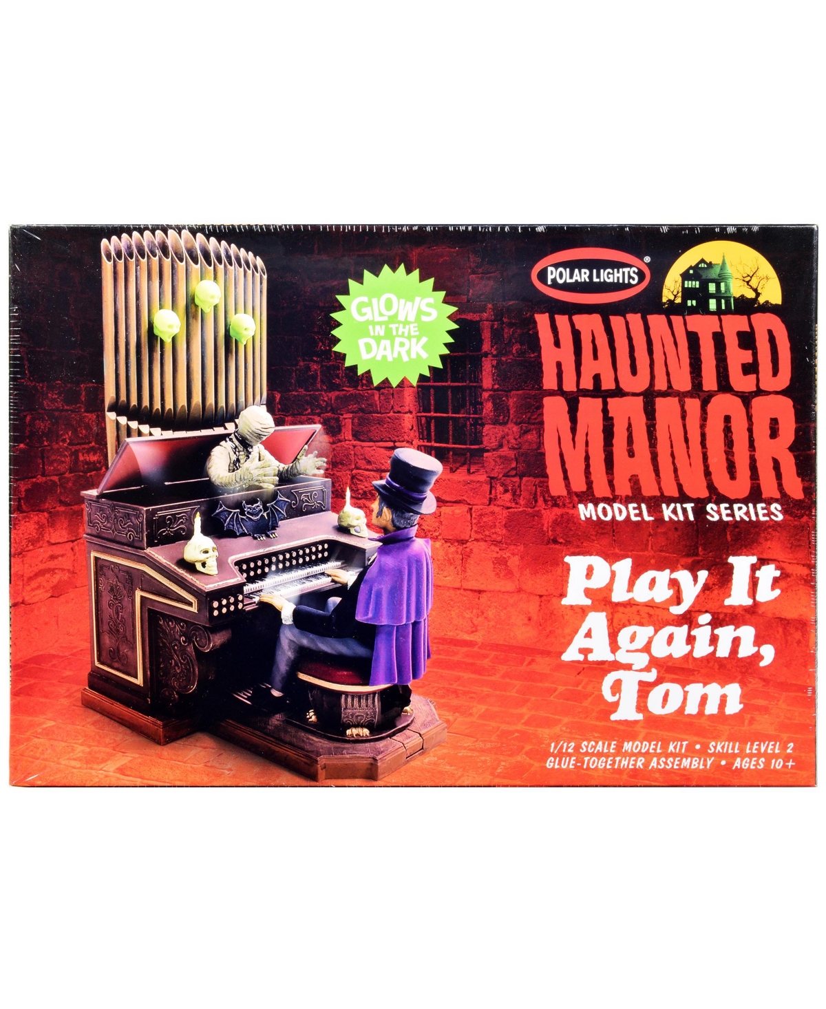 Polar Lights Haunted Manor Play it Again, Tom Skill 2 Glow-in-the-Dark 1/12 Scale 62-Piece Building Set, Ages 10+