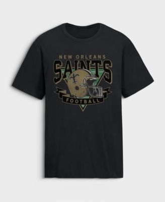 Men's Black New Orleans Saints Old Fashion Rushing Legacy Cotton T-Shirt