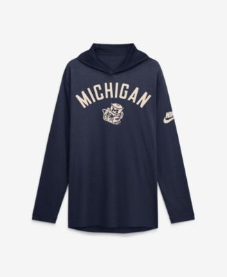 Men's Navy Michigan Wolverines Legacy Arch Tri-Blend Long Sleeve Hooded T-Shirt