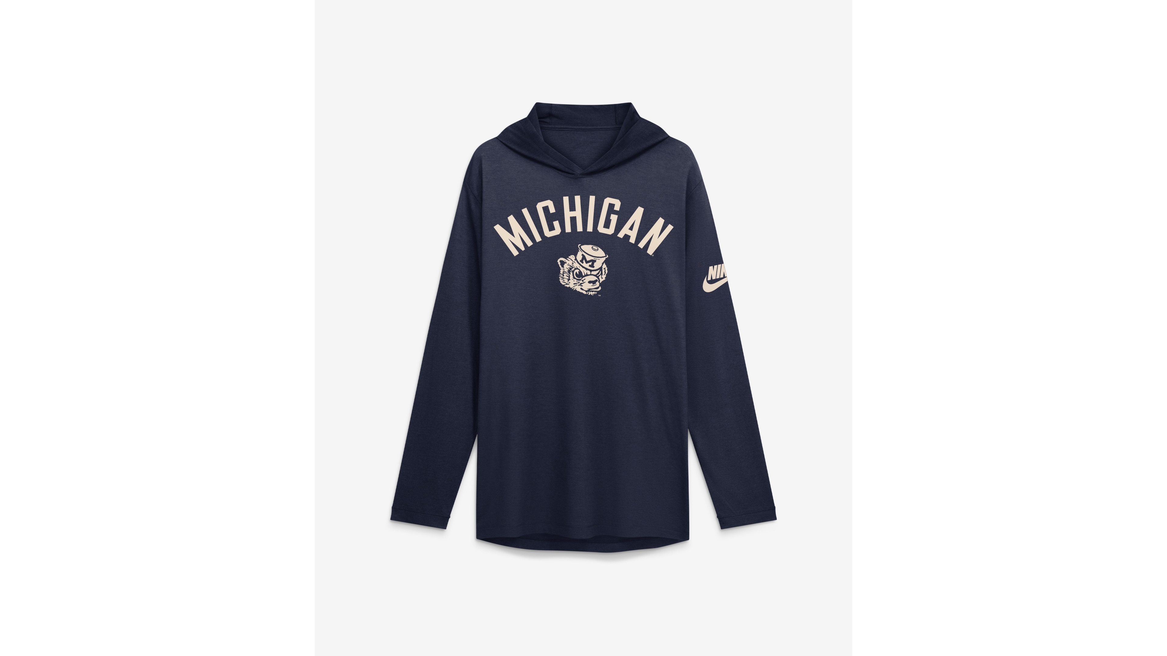 Nike Men's Michigan Wolverines Legacy Arch Tri-Blend Long Sleeve Hooded T-Shirt