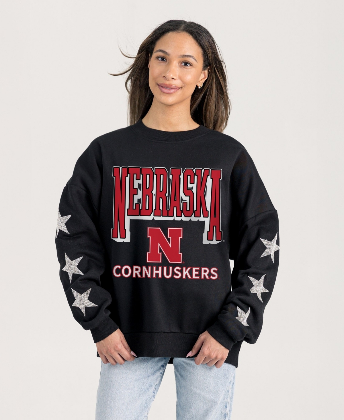 Gameday Couture Women's Nebraska Huskers Relaxed Rhinestone Pullover Sweatshirt