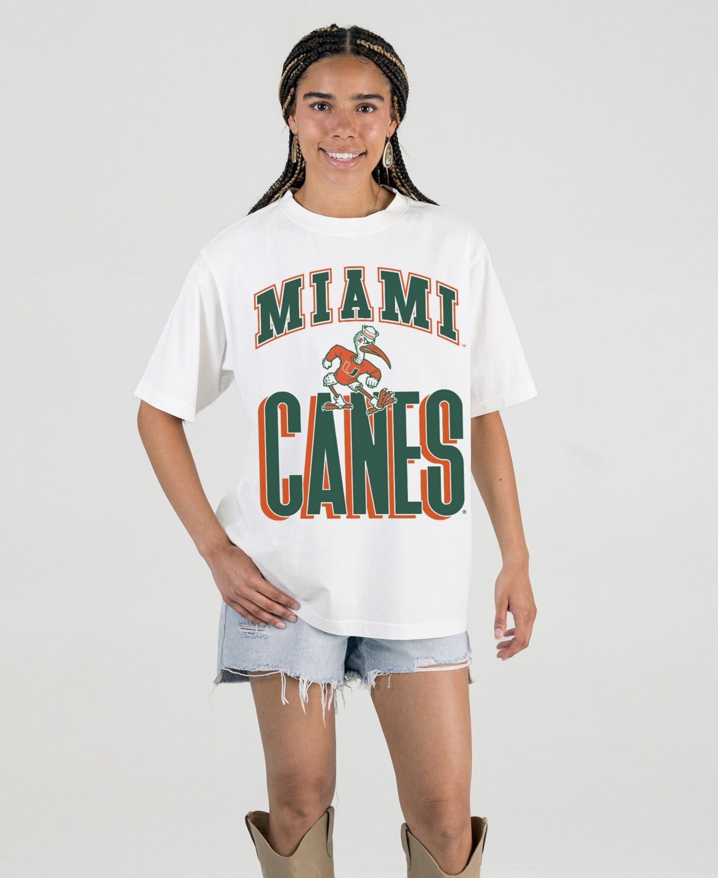 Женская футболка Gameday Couture Cream Miami Hurricanes Oversized Fierce Focus — фото 1