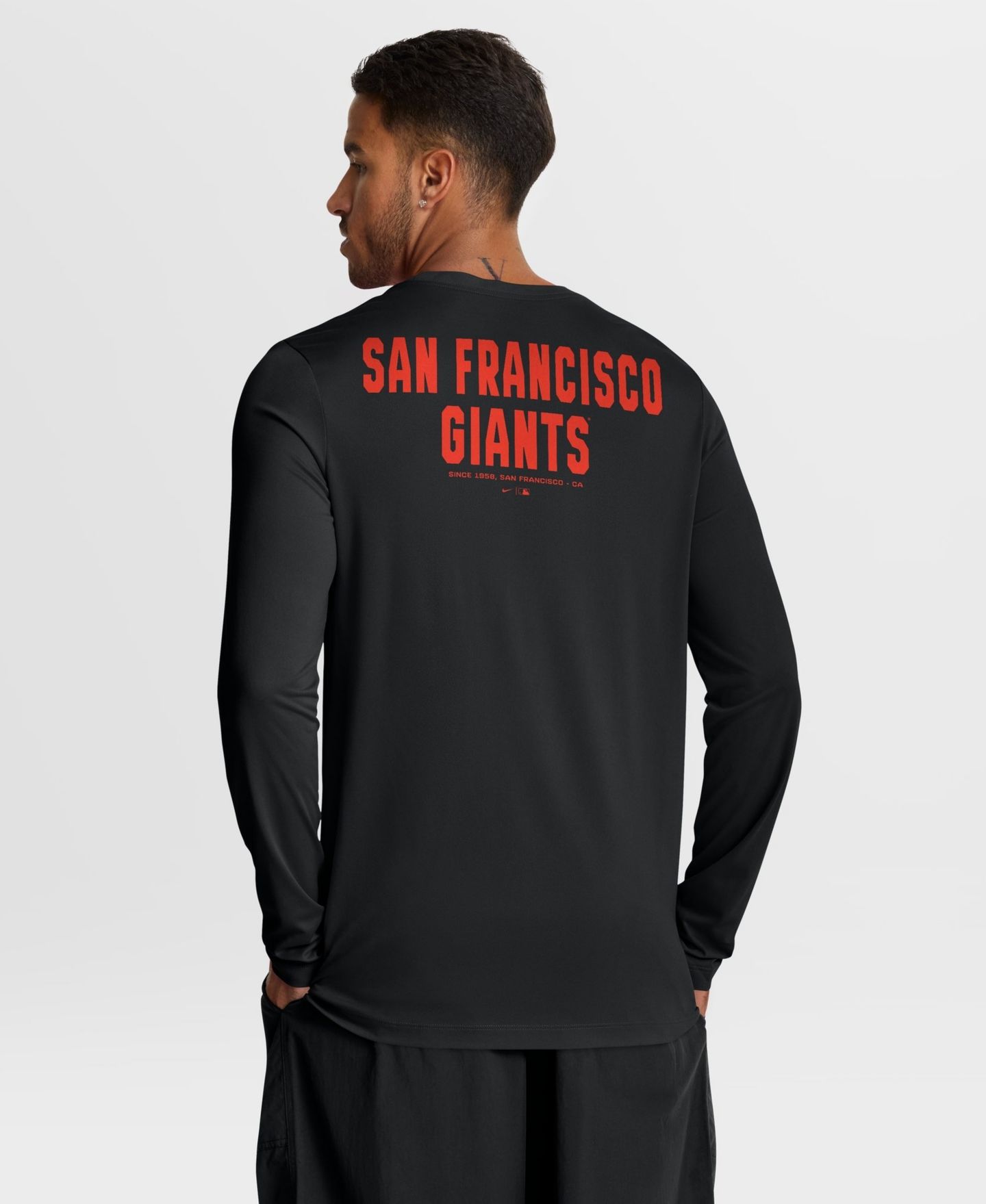 Мужская футболка Nike Black San Francisco Giants 2-Hit Legend Dri-FIT Long Sleeve — фото 2