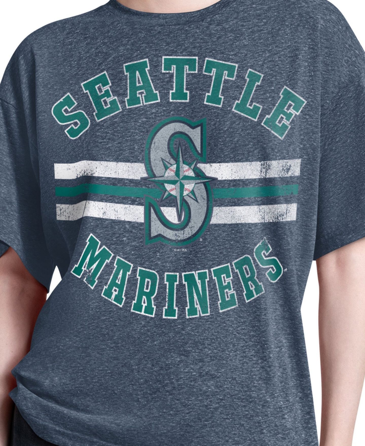 Женская футболка Starter Navy Seattle Mariners Jump Shot Boyfriend Tri-Blend — фото 3