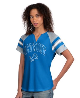 Women's Blue Detroit Lions Game On Notch Neck Raglan T-Shirt