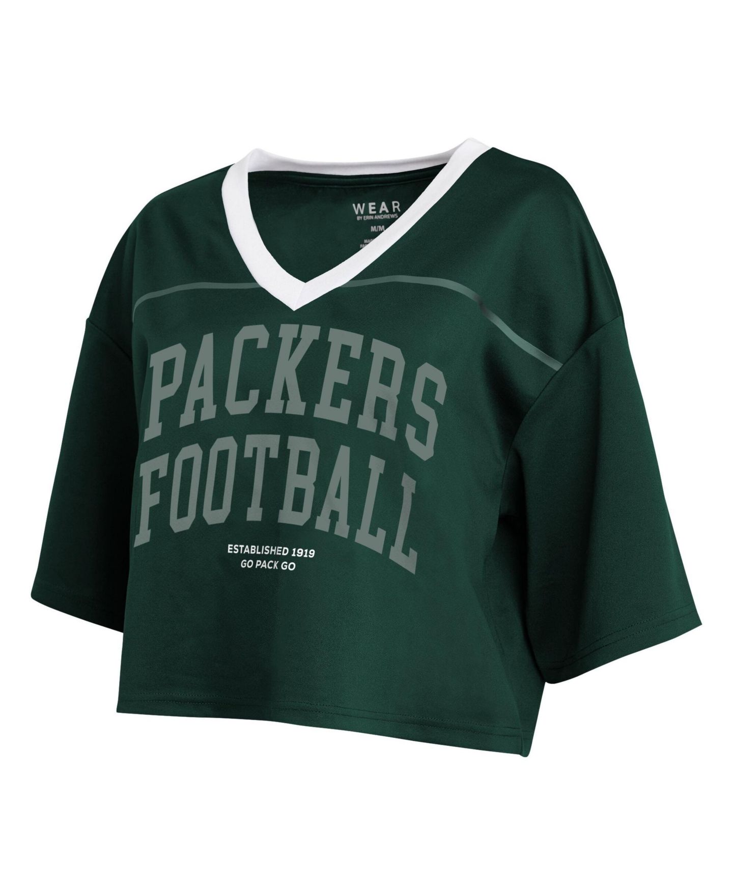 Женская футболка WEAR by Erin Andrews Green Bay Packers Cropped V-Neck Jersey — фото 3