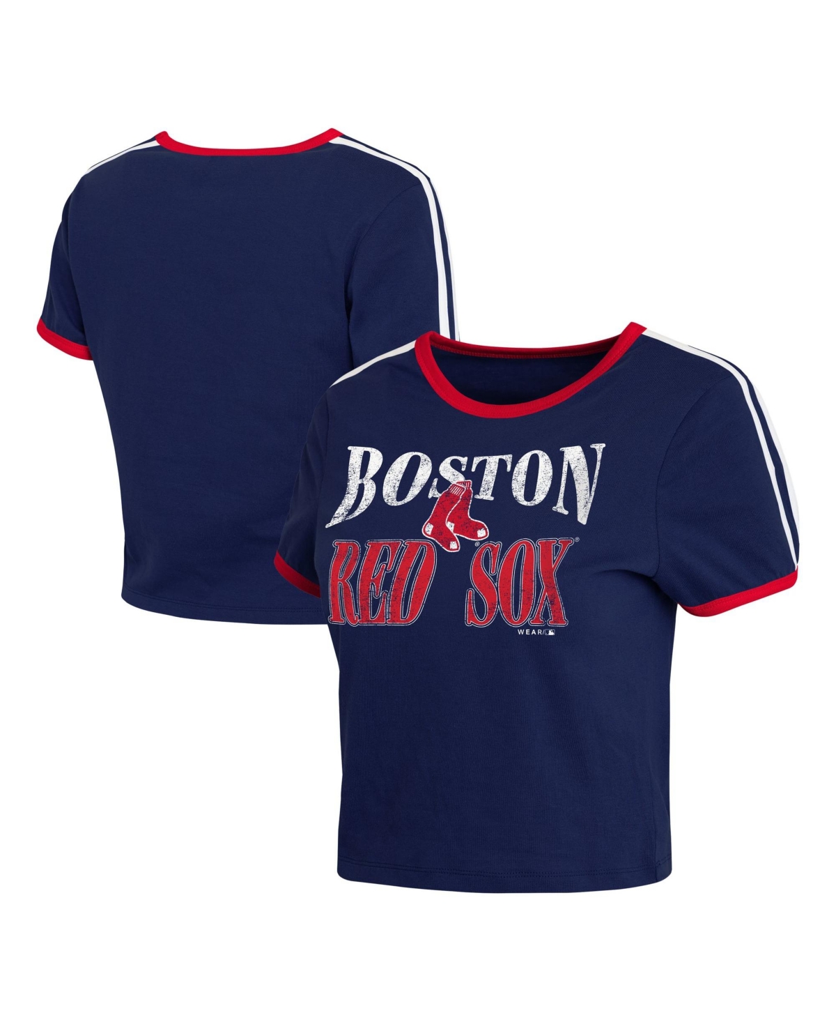 Wear by Erin Andrews Women's Boston Red Sox Cropped Throwback T-Shirt