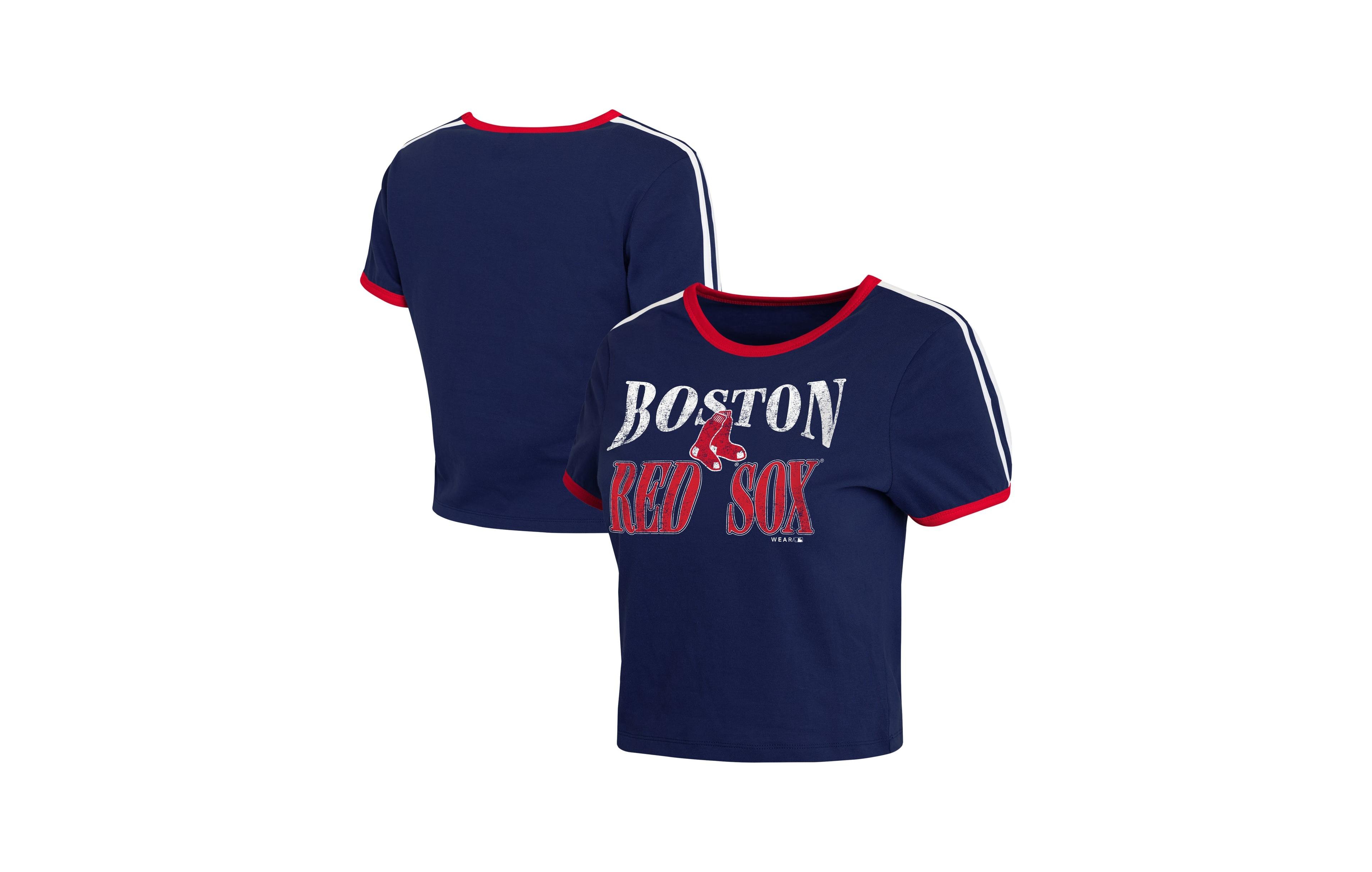 Wear by Erin Andrews Women's Boston Red Sox Cropped Throwback T-Shirt