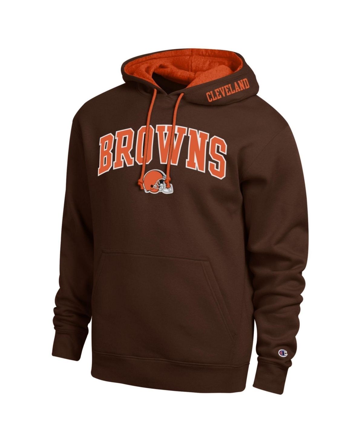 Champion Men's Cleveland Browns Contrast Brushed Hoodie - Brown, Orange