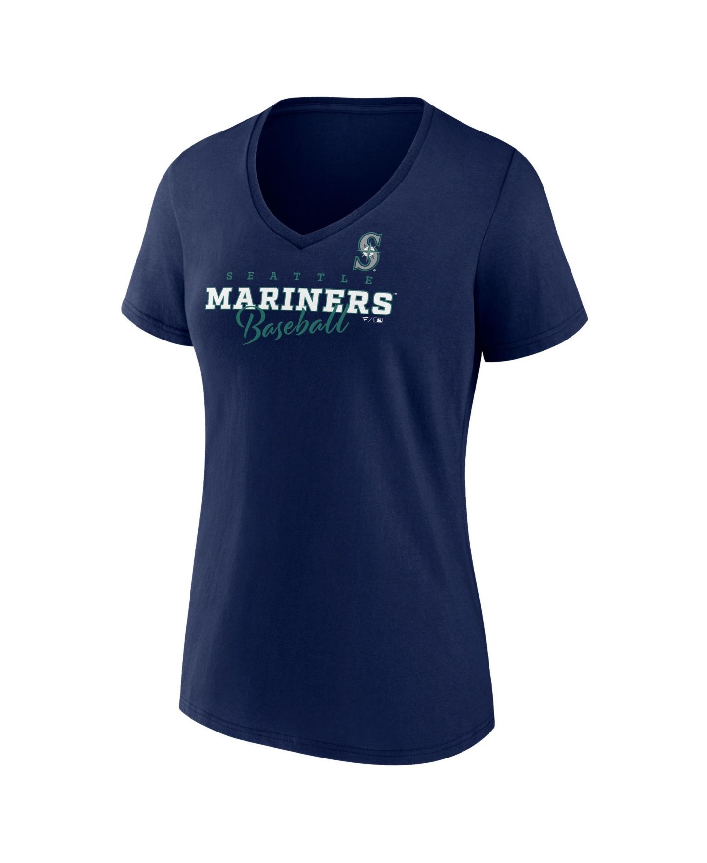 Женская футболка Fanatics Navy Seattle Mariners Back in Business V-Neck — фото 2