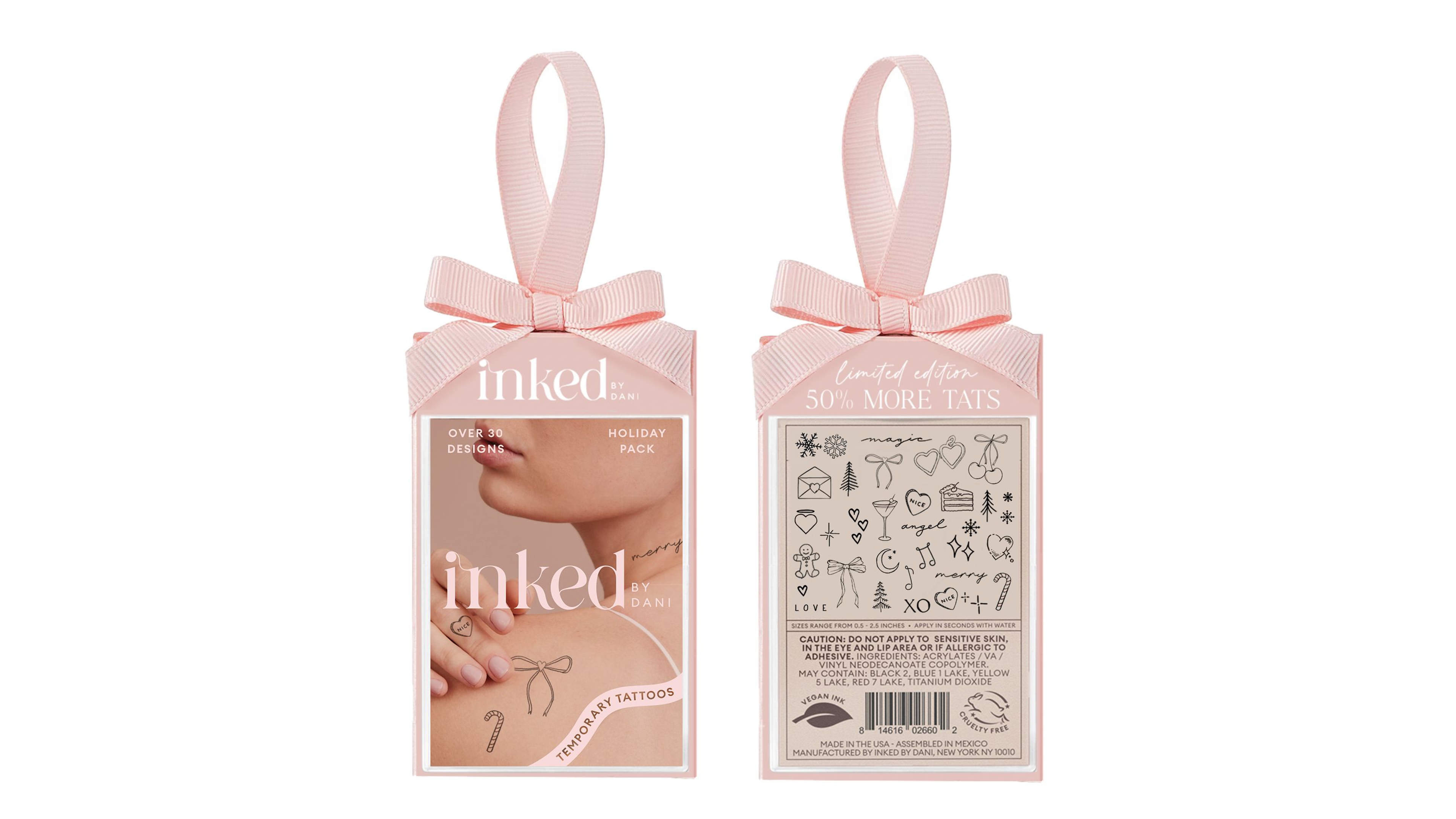 Inked By Dani Holiday Ornament Temporary Tattoos