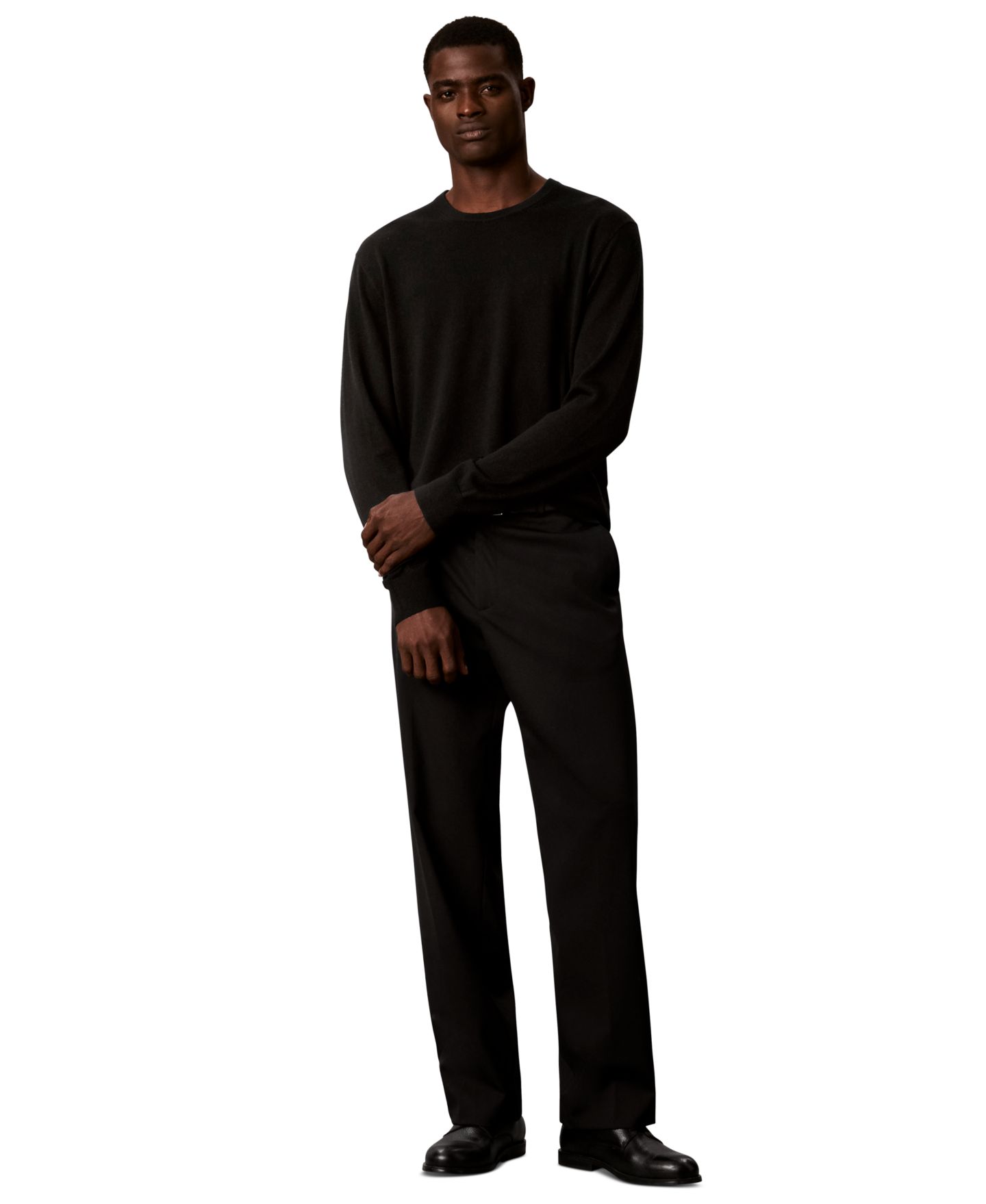 Мужской свитер Calvin Klein Lightweight Merino Wool Crewneck, цвет: Чёрный — фото 2