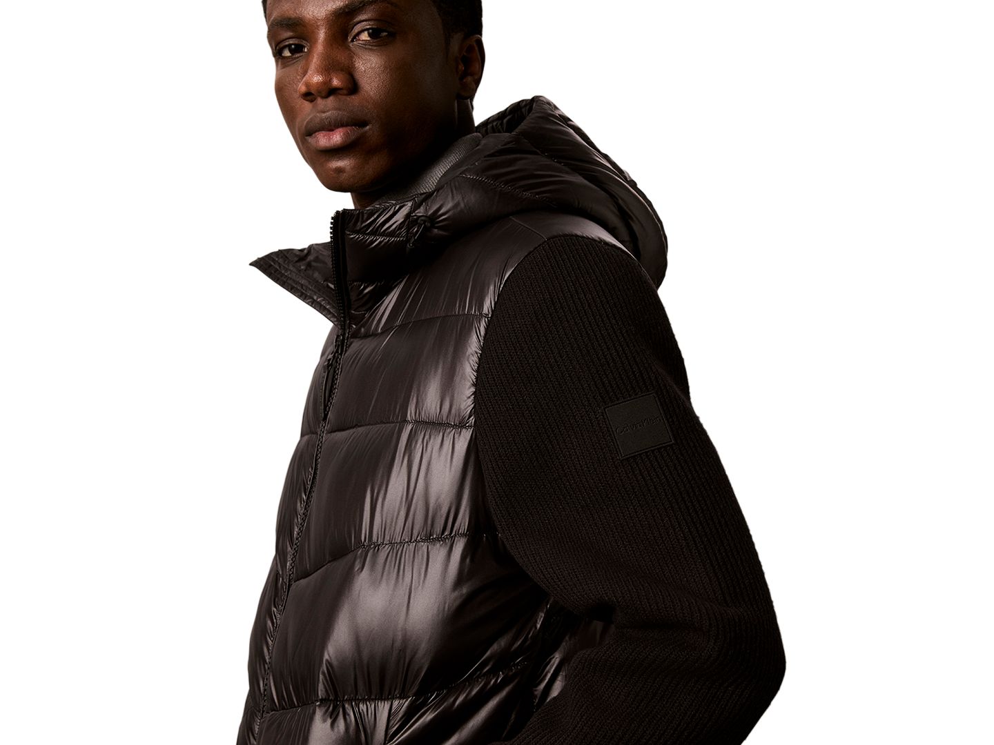 Мужская куртка Calvin Klein Mixed Media Hooded Puffer, цвет: Чёрный — фото 5