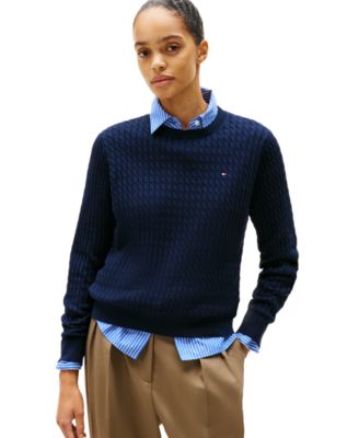 Women's Fine Gauge Cable Crewneck Sweater